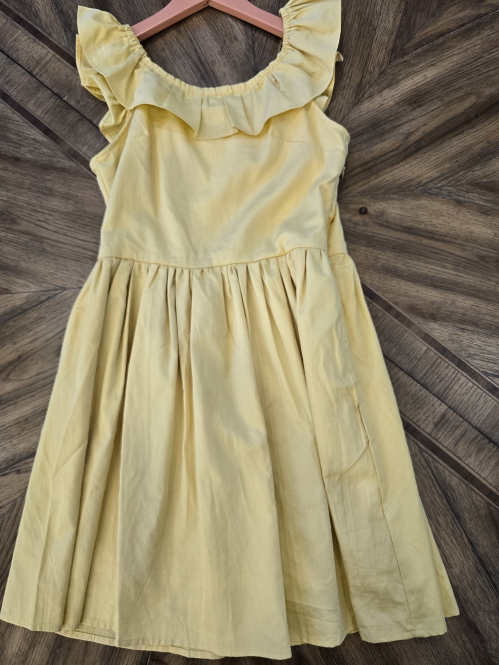 NWT franki Yellow Cotton Ruffle Neck Summer Dress, Girl's/Youth 12